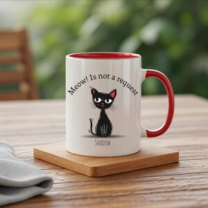 Black Cat Coffee Cup, Custom Ceramic Cat Coffee Mug, Cat Dad Gift, Funny Cat Mug, Cat Lover Mug, Birthday Gift for a cat Lover