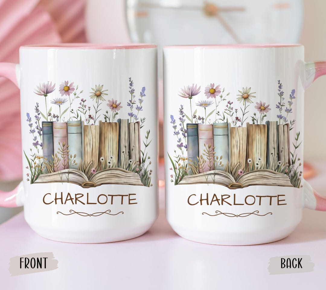 Custom Bookworm Mug Book Stack Coffee Mug With Name Bookish Gift for ...