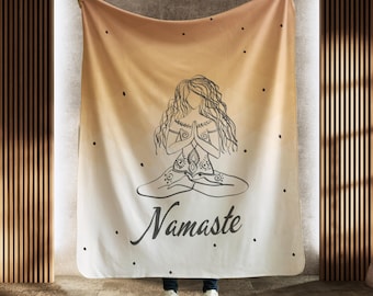 Namaste Yoga Blanket, Mindfulness Cozy Throw, Meditation Cover, Zen and Meditation, Relaxation Gift, Birthday Gift, Yoga Lover