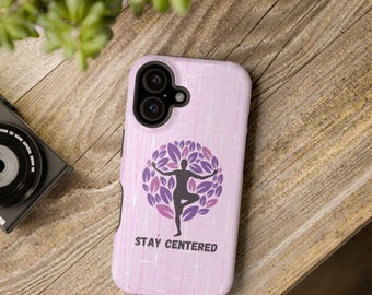 Stay Centered Magnetic Phone Case, Yoga iPhone Case, GIft for Her, Mindfulness Accessory, Yoga Lover's Gift iPhone 15 Pro, 16 14 13