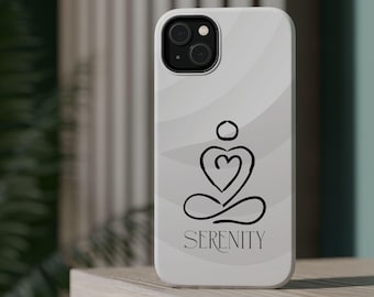 Serenity Magnetic Phone Case, Mindfulness Gift, Yoga Phone Cover, Zen Life, Stylish Tough Case Stress Relief, Yoga Mom Gift, Yoga Mom
