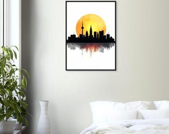 Modern Abstract City Skyline Framed Poster - Elegance & Urban Charm Wall Art