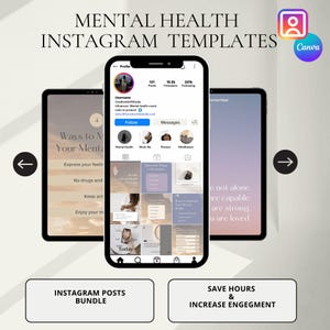 Mental Health and Therapy Instagram Posts for CANVA / Coaching Instagram Templates / with REAL content and captions!