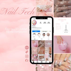 Nail Technician Instagram Posts, Matching Instagram Stories, Story Highlight Covers, Nail Tech Branding Kit, Canva Templates, Nail Flyers