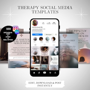 Therapist Instagram Posts, Mental Health Templates, Psychologist Social Media, Therapy, Counseling, Psychology, Counselor, Canva Templates