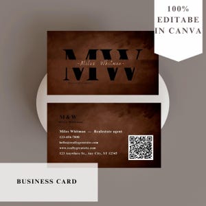 Doppelseitige Visitenkarte| Braun Visitenkarte Vorlage| DIY Visitenkarte| Canva Visitenkarte Vorlage | Professionelle Beige Visitenkarte