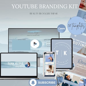 Kit fai da te per il branding di YouTube - Banner, intro e outro di YouTube - Modelli modificabili - Modelli Canva - Modelli per miniature di YouTube