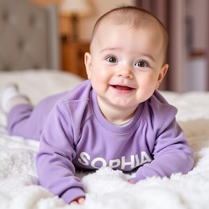 Personalized Baby Sweatshirt & Jogger Set | Custom Name Outfit, Organic Cotton 2-Piece Baby Set | Baby Shower Gift, Newborn | 0-4T