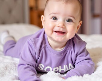 Personalized Baby Sweatshirt & Jogger Set | Custom Name Outfit, Organic Cotton 2-Piece Baby Set | Baby Shower Gift, Newborn | 0-4T