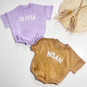 Personalized Puff Name Baby Sweatshirt Bodysuit, Custom Bubble Romper, Minimalist Baby Outfit, Baby Shower Gift, Birthday or Christmas Gift