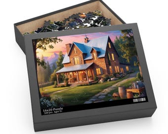 Sunset Mountain Cabin Puzzle (500-Piece)