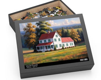Red Roof Country Farmhouse Puzzle (500-Piece)