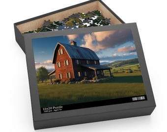 Rustic Red Barn Farmhouse Puzzle (500-Piece)