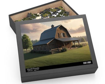Rustic Barnhouse Sunset Puzzle (500-Piece)