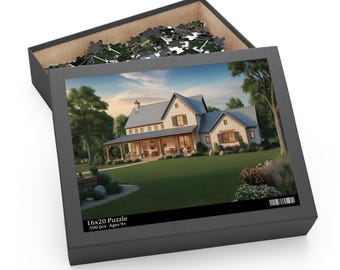 Modern Farmhouse at Dusk Puzzle Puzzle (500-Piece)
