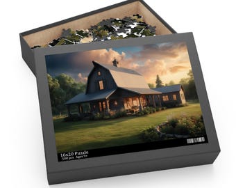 Sunset Barnhouse Serenity Puzzle (500-Piece)