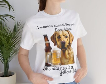 Yellow Labrador Beer Graphic Lovers Tee | Yellow Lab Graphic Tee | Beer Lovers Gift | Dog Tshirt | Labrador Shirt | Black Labrador