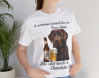 Chocolate Labrador Beer Graphic Lovers Tee | Chocolate Lab Graphic Tee | Beer Lovers Gift | Dog Tshirt | Labrador Shirt | Black Labrador