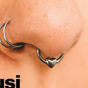 Herz Nasenpiercing Herz Septum Piercing Titan Septum Ring 16G kleines Herz Septum Clicker