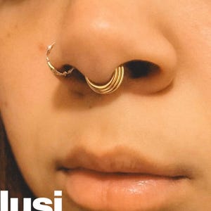 Drei-Schicht-Septum Ring Layered Nasenpiercing Gestapelte Nase Hoop Piercing Gold Layered Septum Schmuck