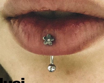 Piercing a fiore, piercing al labbro curvo, piercing in acciaio inossidabile, gioielli, piercing al sopracciglio