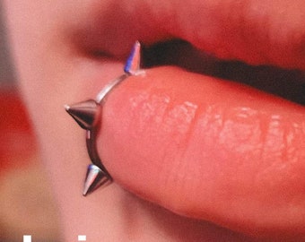 Non Pierced Spiked Lip Ring Minimalist Nose Ring Fake Lip Ring Faux Punk Lip Ring Goth Lip Cuff