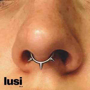 Spiked Septum Ring Punk Nose Ring Piercing 16G Cartilage Hoop Earrings Surgical Steel Facial Jewelry