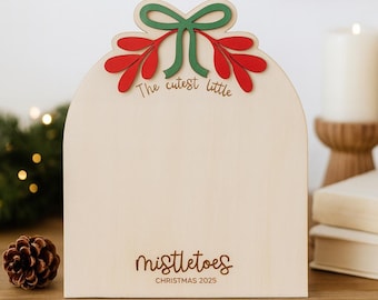 Los muérdagos más lindos - Tablero navideño con huellas de bebé - Letrero de recuerdo personalizado