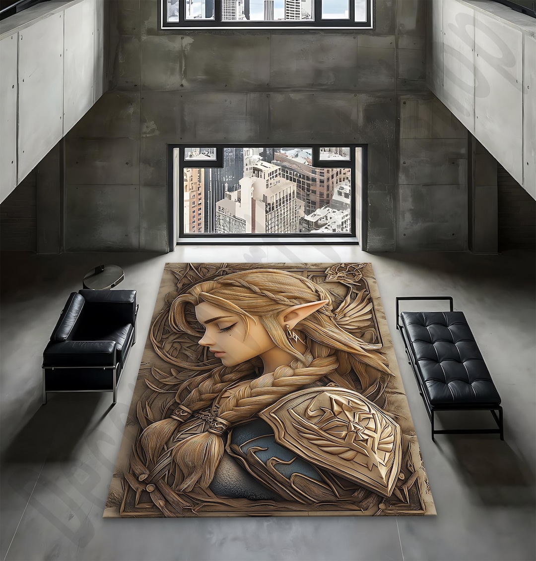 Elf Warrior Princess Rug, Fantasy Art Area Carpet, Medieval Boho Gaming ...