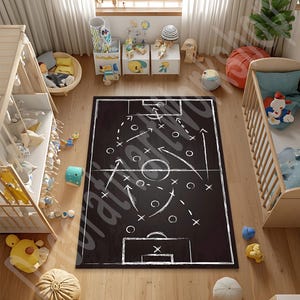 Football Court Rug, Football Rug, Sports Rug, Soccer Rug, Minimalist Rug, Popular Rug, Hypebeast Rug, Nursery Rug, Kids Room Rug, Black Rug