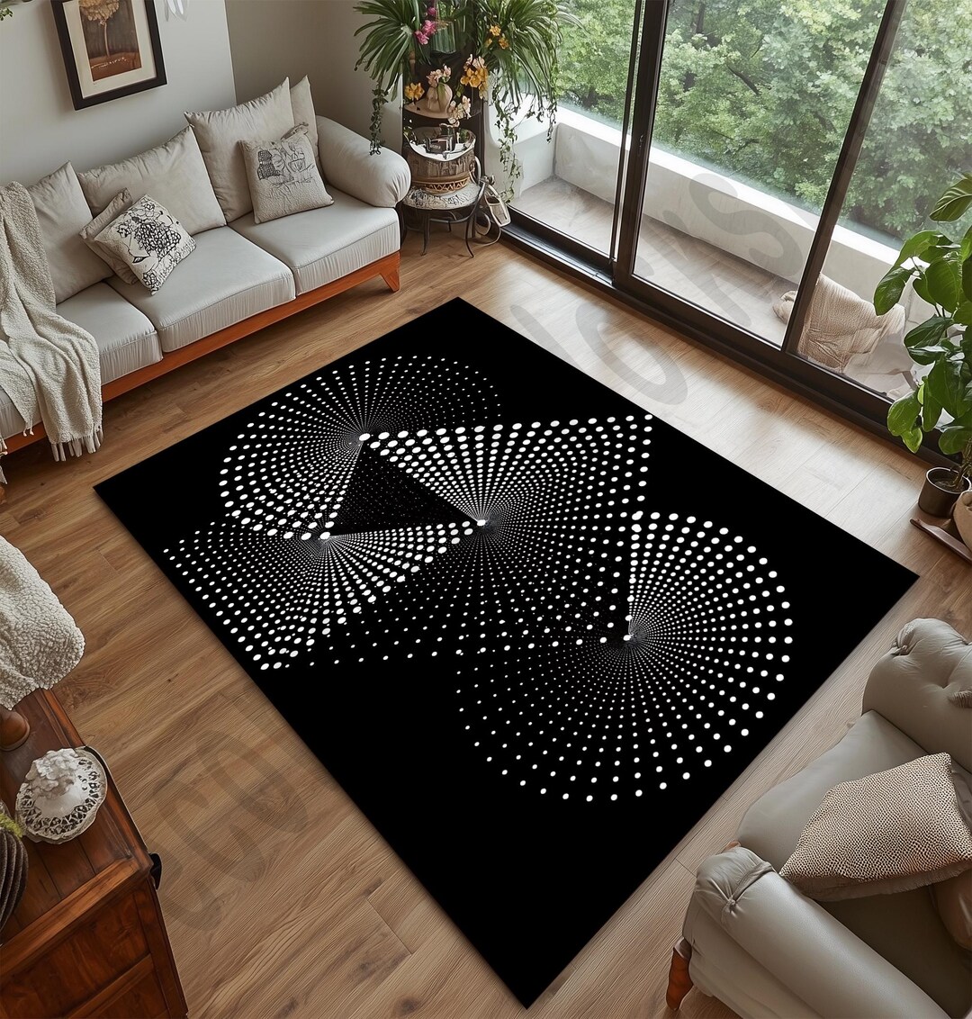 3D Optical Illusion Rug,black Rug,white Geometric Pattern Rug,abstract ...