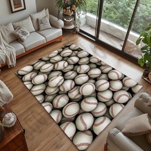 Baseballs Area Rug, Baseball Mat, Baseball Rug, Perfect Gift For Baseball Players, No Plate Like Home, Home Decor, Custom Gift, Gift For Man