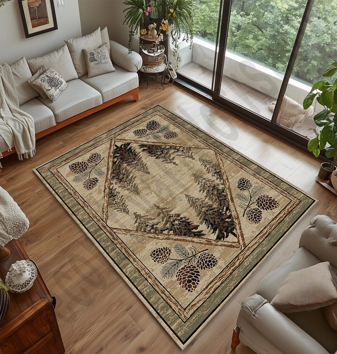 Pinecone Rug, Rustic Cabin Area Rug, Cottagecore Decor, Lodge Living ...