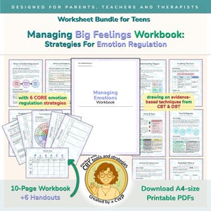 Teen Emotion Regulation Workbook | CBT & DBT Printable | Emotional Awareness and Coping Skills for Teens | Mental Health Resource