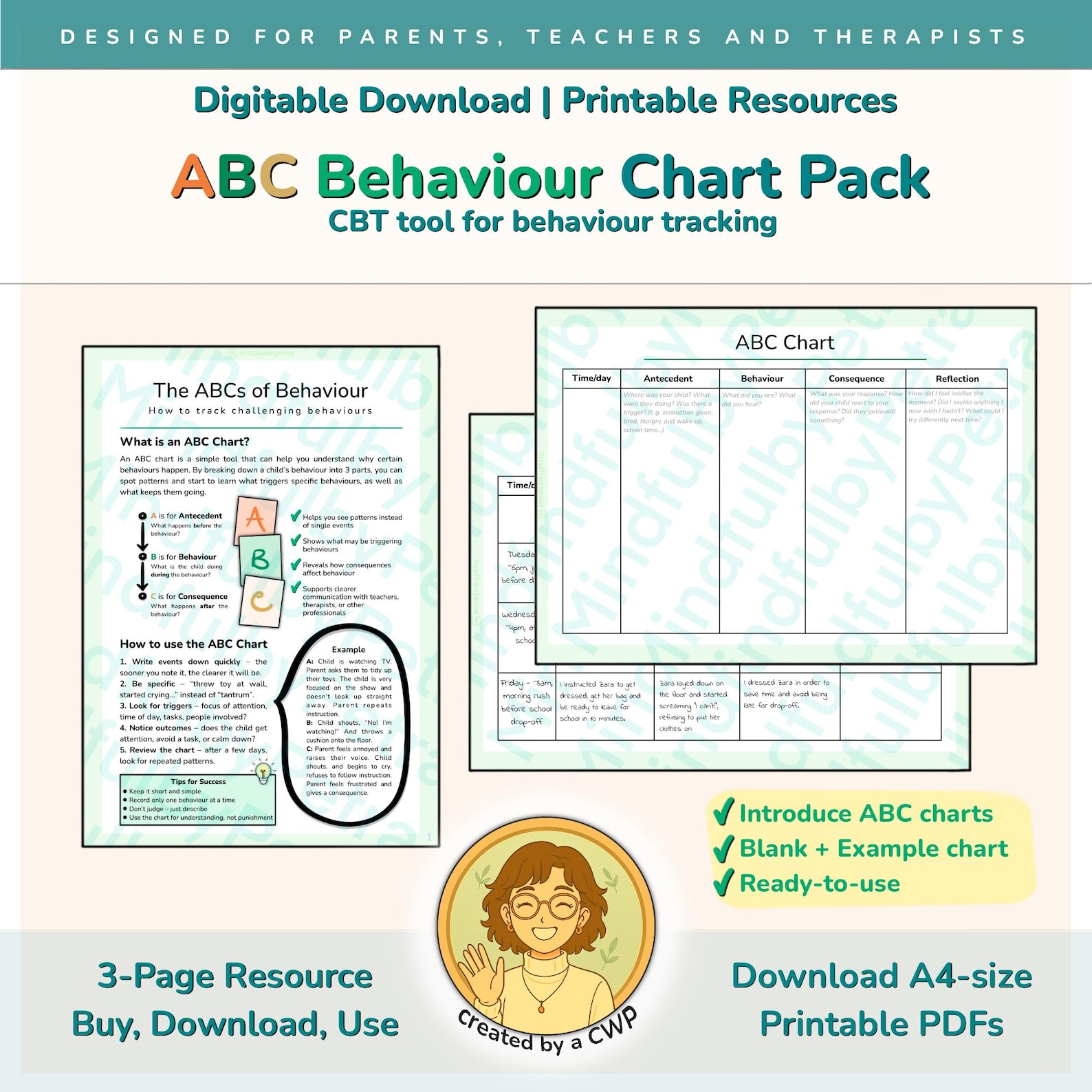 Sen Chart ABC Behaviour Chart Printable | SEN Resource (printable PDF) - Etsy