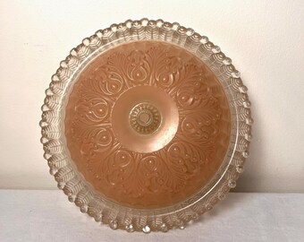 Antique Salmon Pink Glass Flower Cover – Vintage Dome Lid