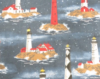 Tela de algodón Lighthouses Springs Industries fuera de impresión costura artesanal 45" x 31"