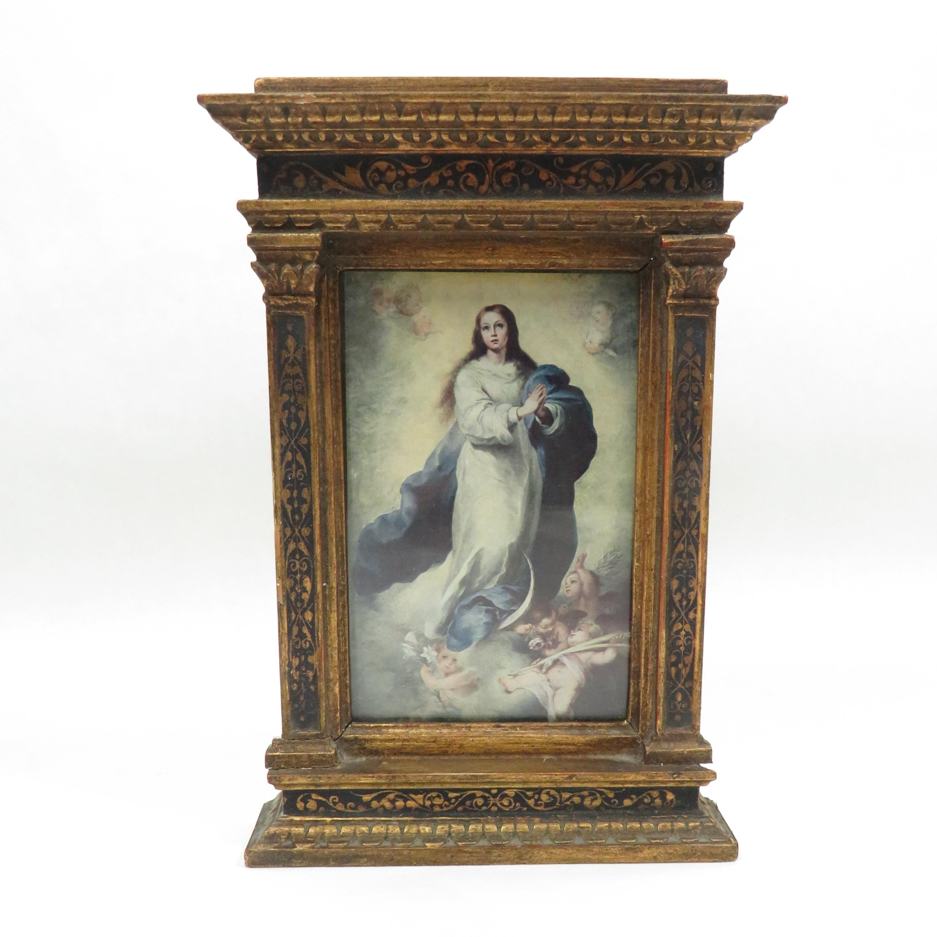 Ornate Wood Frame Antique wall collectible The Immaculate Conception of El Escorial