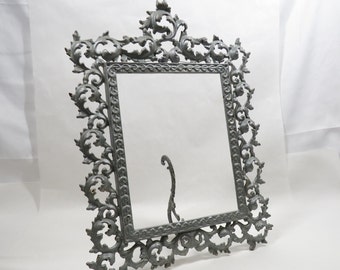 Filigree Frame Large Antique Metal silver colored