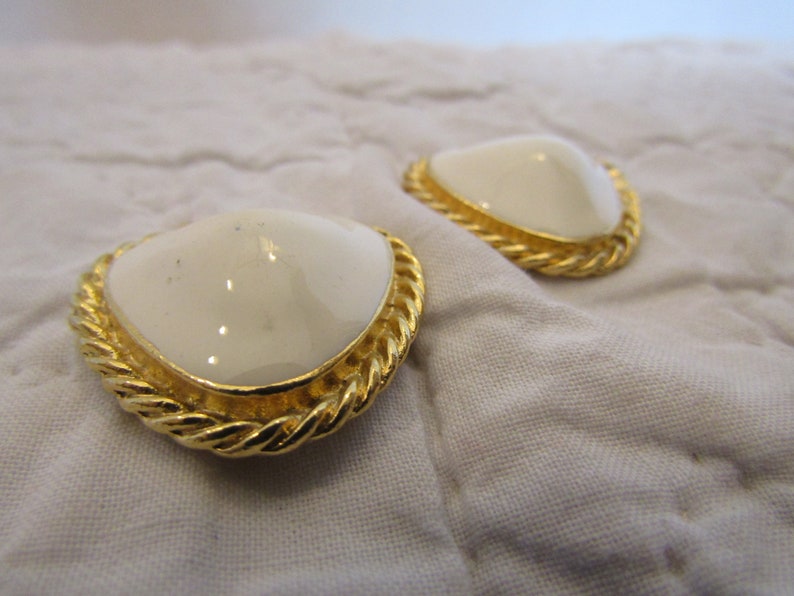 Shoe or Dress Clips Off White and Gold tone metal SALE Vintage Item