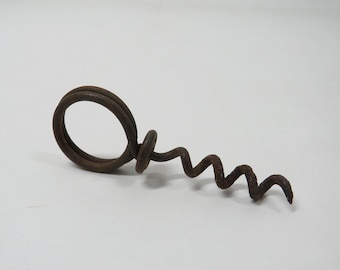 Corkscrew metal finger ring Primitive Antique serving