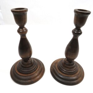 2 Candle Holders Wood Basketville mid century vintage image 3