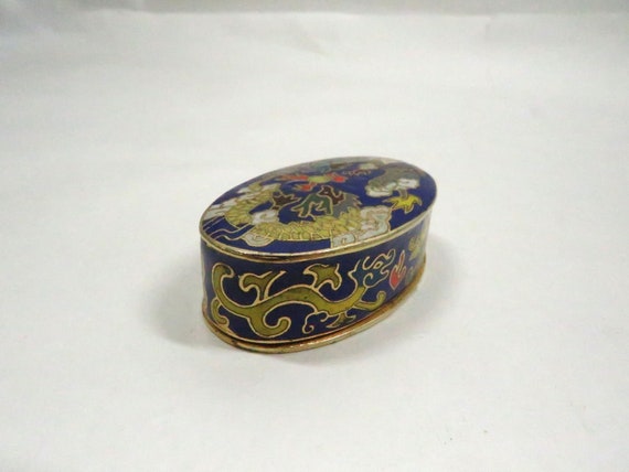 Trinket Box Dragon metal with enamel Vintage - image 3