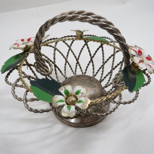 Metal Floral Basket Vintage Home Collectible