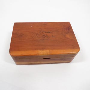 Wood Cedar Box Mother on the top Vintage storage collectible