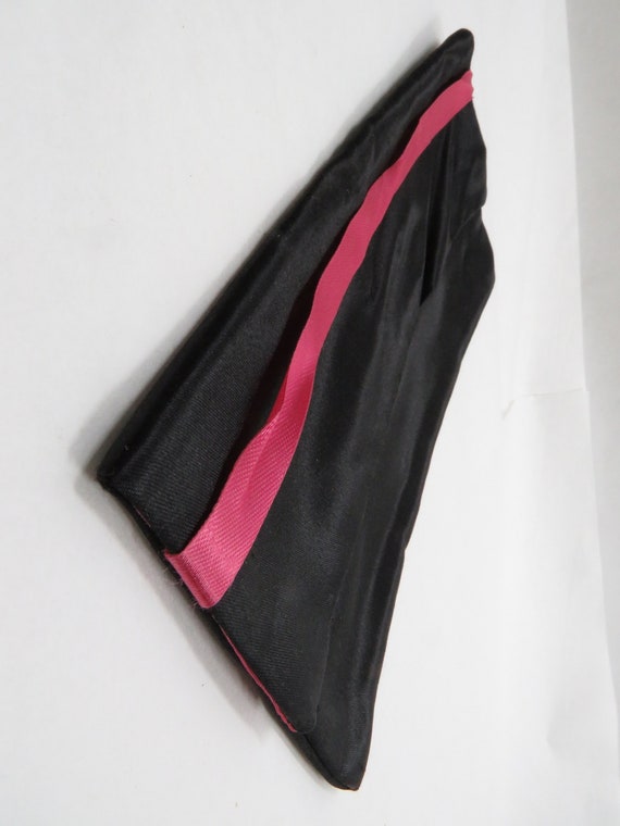 Storage Satin Pouch Vintage Black and Pink mid ce… - image 6