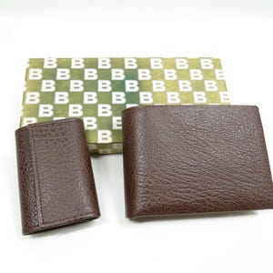 Leather Wallet and Key tainer Vintage collectible nos 2 piece set Buxton