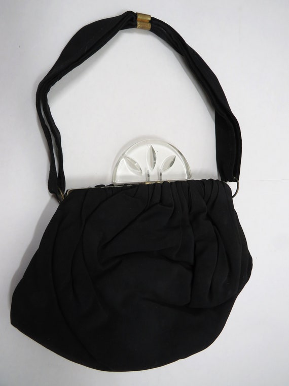 Fabric Purse Lucite decoration Vintage handbag co… - image 5