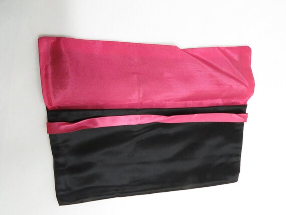 Storage Satin Pouch Vintage Black and Pink mid ce… - image 4