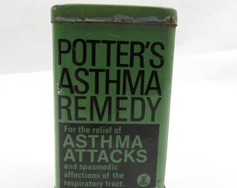 Asthma Medicine Tin Potter's vintage mid century